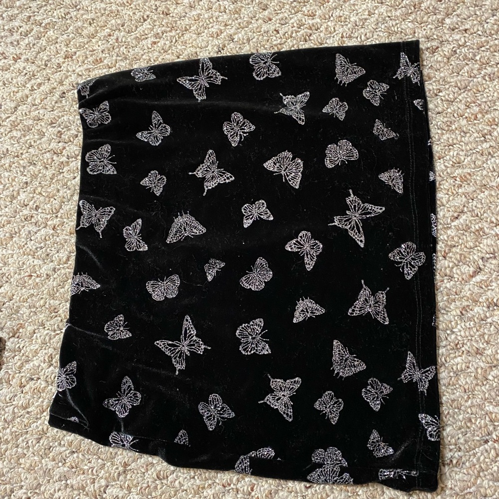 Velvet black mini skirt with sparkly butterfly details (NEW)